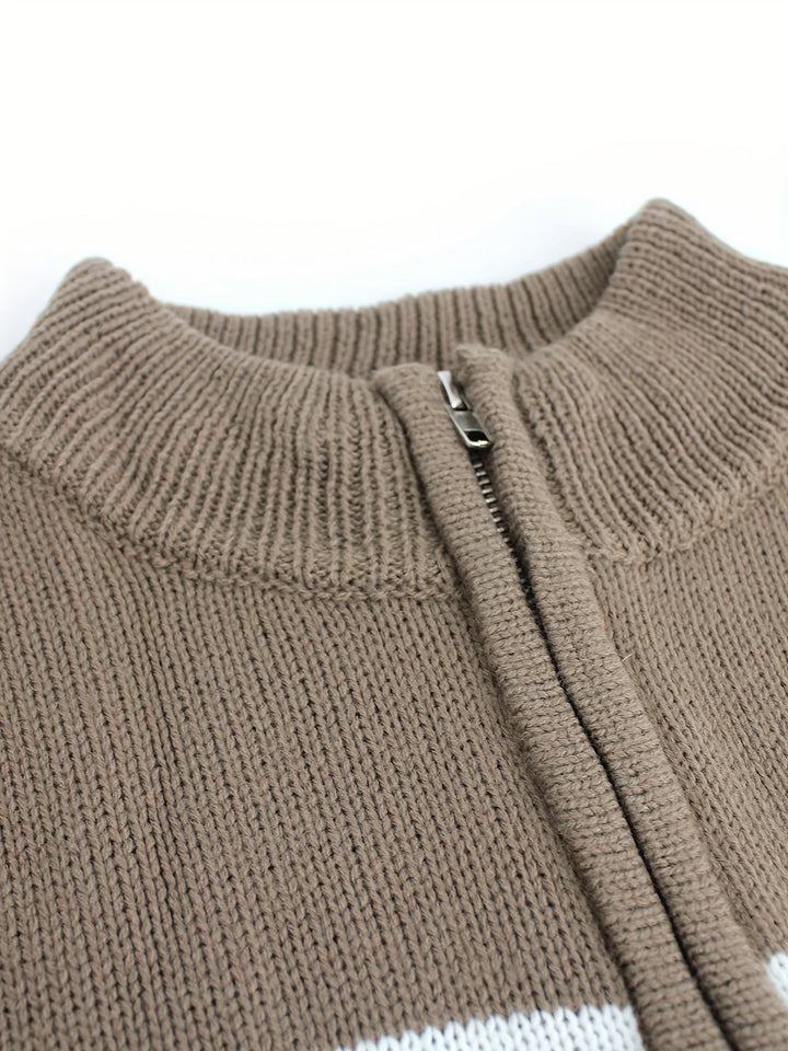 Erin | Striped Zipper Sweater
