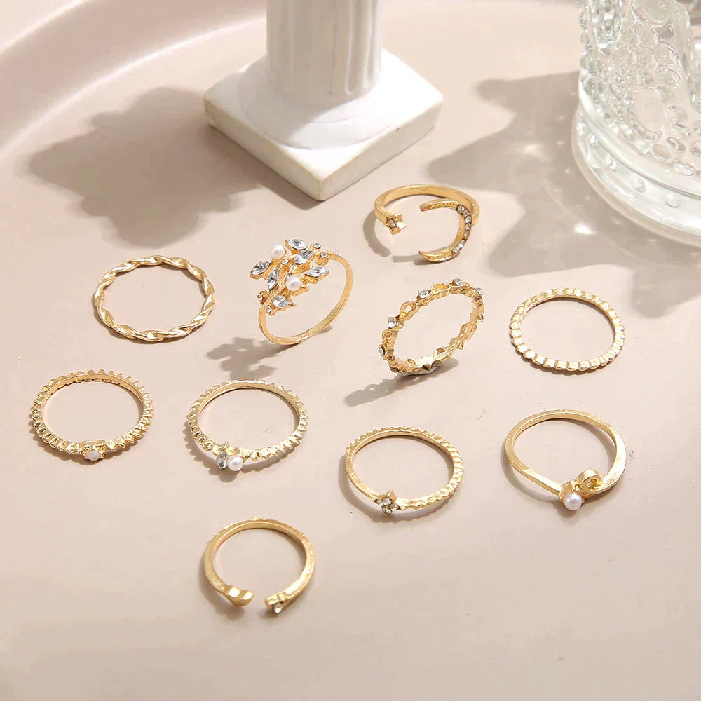 10-Pack Bohemian Silver & Gold Plated Rings