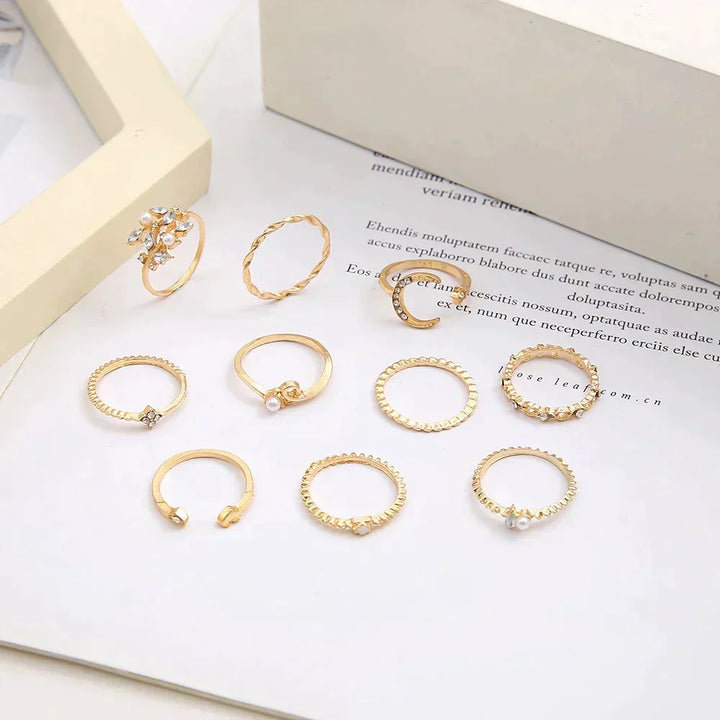 10-Pack Bohemian Silver & Gold Plated Rings