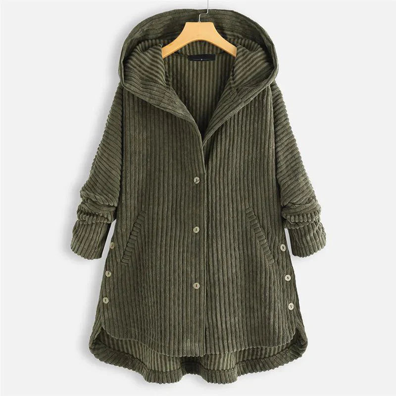 Anna | Hooded Ribbed Coat